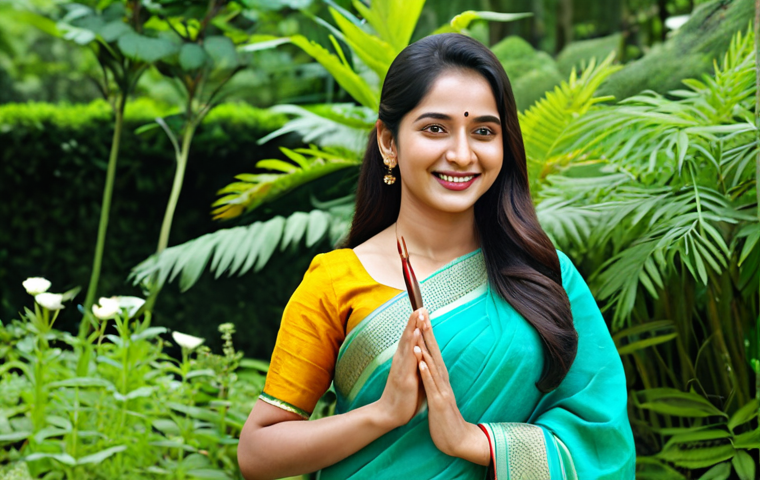 **
"A woman with radiant, healthy skin, smiling gently. She is fully clothed in a modest, traditional Bengali saree. The background is a lush, green garden with various herbs and flowers. Focus on the natural beauty of her skin, enhanced by Korean herbal (Hanbang) skincare. Safe for work, appropriate content, fully clothed, professional, family-friendly, perfect anatomy, correct proportions, natural pose, well-formed hands, proper finger count, natural body proportions."
**